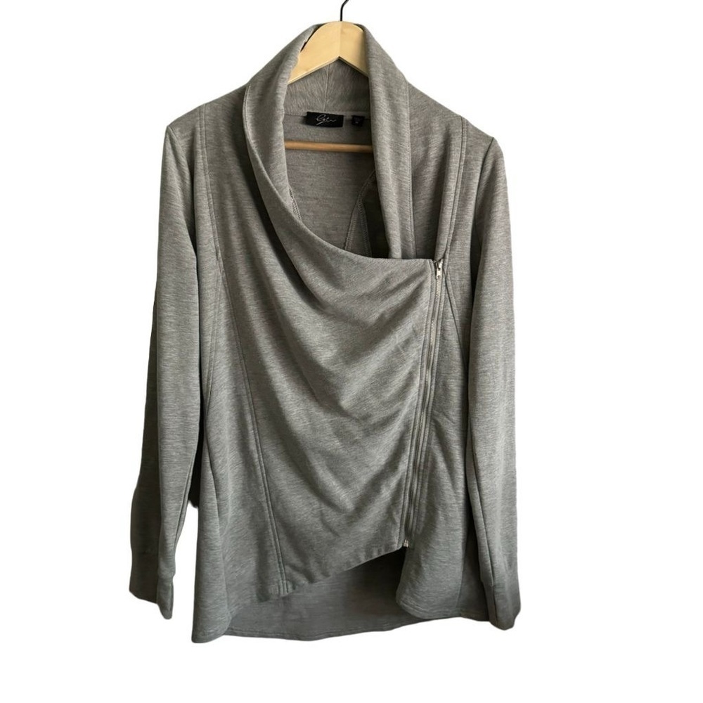 Cyrus‎ Gray Asymmetric Drape Full Zip Jacket Women’s M